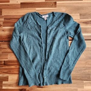 LOFT Teal Knit Cardigan Size Small